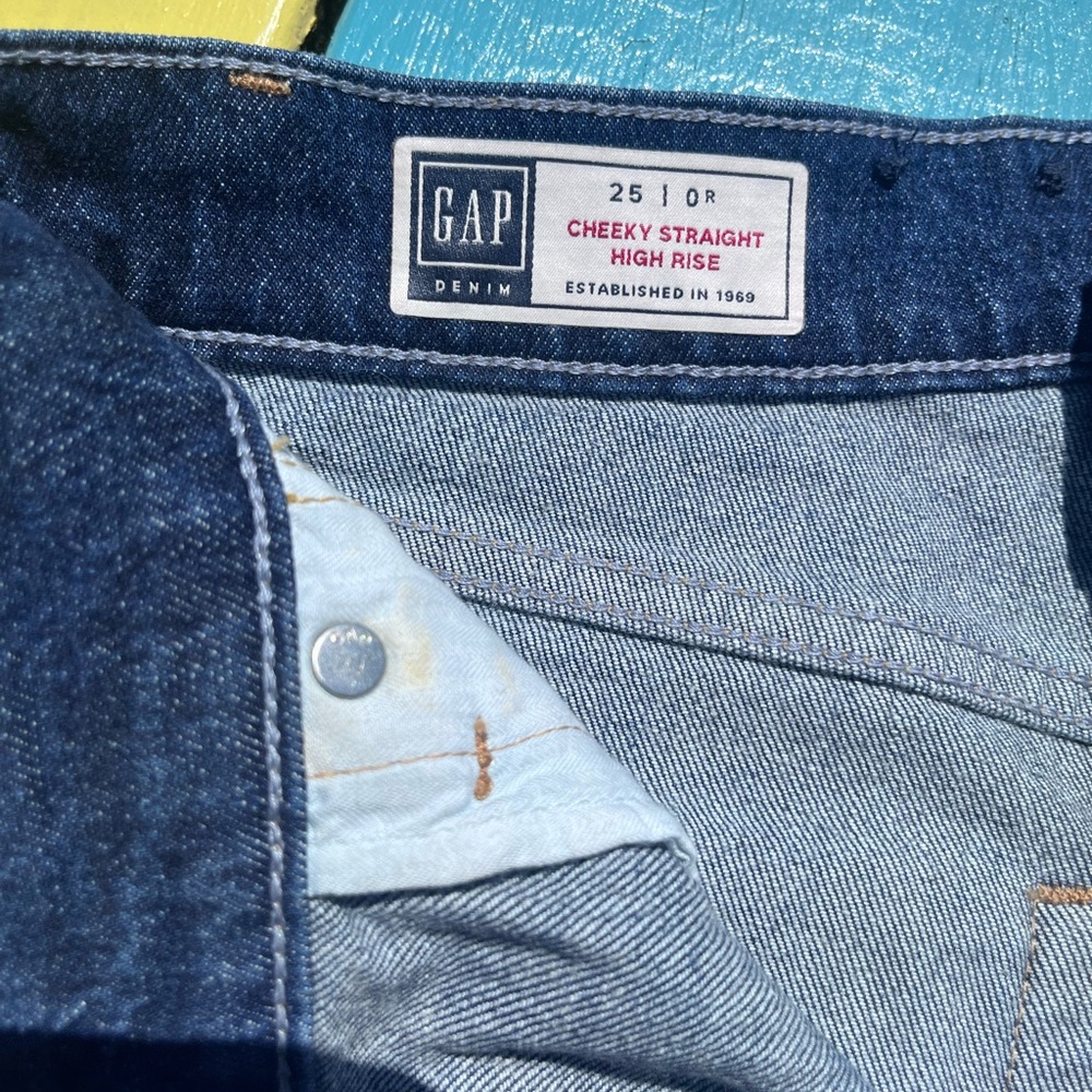 GAP Cheeky Straight High Rise Jeans - Dark Blue
